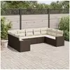 Image de Salon de jardin avec coussins 9 pcs marron résine tressée