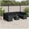 Image de Vidaxl salon de jardin 10 pcs avec coussins noir résine tressée