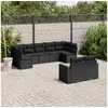 Image de Salon de jardin 9 pcs avec coussins noir résine tressée