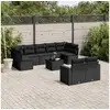 Image de Vidaxl salon de jardin 10 pcs avec coussins noir résine tressée