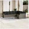 Image de Vidaxl salon de jardin 9 pcs avec coussins gris résine tressée