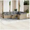 Image de Salon de jardin avec coussins 10 pcs beige résine tressée