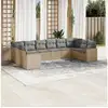 Image de Salon de jardin avec coussins 10 pcs beige résine tressée