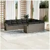 Image de Salon de jardin avec coussins 10 pcs gris résine tressée