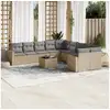 Image de Salon de jardin 11 pcs avec coussins beige résine tressée