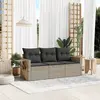 Image de Salon De Jardin Avec Coussins 3 Pcs Gris Clair Résine Tressée Vidaxl