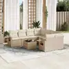 Image de Salon De Jardin Modulable Vidaxl Rotin Beige 9 Pieces X 62 X 69 8 Personnes