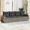 Image de vidaXL Salon de jardin 4 pcs avec coussins gris résine tressée 3253417
