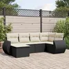 Image de vidaXL Salon de jardin 6 pcs avec coussins noir résine tressée 3253993