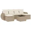 Image de Salon De Jardin Avec Coussins 7 Pcs Beige Résine Tressée Vidaxl