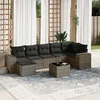 Image de Salon De Jardin 8 Pcs Avec Coussins Gris Résine Tressée Vidaxl