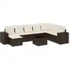 Image de Salon De Jardin Avec Coussins 9 Pcs Marron Résine Tressée Vidaxl