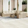 Image de vidaXL Salon de jardin 11 pcs avec coussins beige résine tressée 3255455
