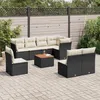 Image de vidaXL Salon de jardin 9 pcs avec coussins noir résine tressée 3256014