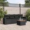 Image de Salon De Jardin 5 Pcs Avec Coussins Noir Résine Tressée Vidaxl