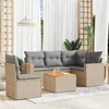 Image de Salon De Jardin Avec Coussins 6pcs Mélange Beige Résine Tressée Vidaxl