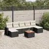 Image de vidaXL Salon de jardin 8 pcs avec coussins noir résine tressée 3256581