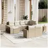 Image de Salon de jardin avec coussins 10 pcs beige résine tressée