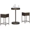 Image de Ensemble De Bar De Jardin 3 Pcs Et Coussins Brun Résine Tressée Vidaxl