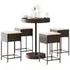 Image de Ensemble De Bar De Jardin Avec Coussins 5 Pcs Marron Poly Rotin Vidaxl
