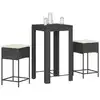 Image de Ensemble De Bar De Jardin 3 Pcs Avec Coussins Noir Poly Rotin Vidaxl