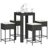 Image de Ensemble De Bar De Jardin 5 Pcs Avec Coussins Noir Poly Rotin Vidaxl