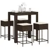 Image de Ensemble De Bar De Jardin Avec Coussins 5 Pcs Marron Poly Rotin Vidaxl