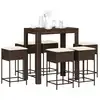 Image de Ensemble De Bar De Jardin Avec Coussins 7 Pcs Marron Poly Rotin Vidaxl