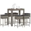 Image de Ensemble De Bar De Jardin 7 Pcs Avec Coussins Gris Poly Rotin Vidaxl