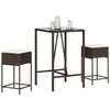 Image de Ensemble De Bar De Jardin 3 Pcs Et Coussins Brun Résine Tressée Vidaxl