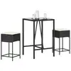 Image de Ensemble De Bar De Jardin 3 Pcs Avec Coussins Noir Poly Rotin Vidaxl