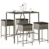 Image de Ensemble De Bar De Jardin 5 Pcs Avec Coussins Gris Poly Rotin Vidaxl