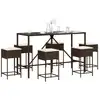 Image de Ensemble De Bar De Jardin Avec Coussins 7 Pcs Marron Poly Rotin Vidaxl