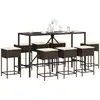Image de Ensemble De Bar De Jardin 9 Pcs Avec Coussins Marron Poly Rotin Vidaxl