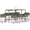 Image de Ensemble De Bar De Jardin 9 Pcs Avec Coussins Gris Poly Rotin Vidaxl