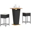 Image de Ensemble De Bar De Jardin 3 Pcs Avec Coussins Noir Poly Rotin Vidaxl