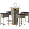 Image de Ensemble De Bar De Jardin 5 Pcs Avec Coussins Gris Poly Rotin Vidaxl