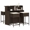 Image de Ensemble De Bar De Jardin Avec Coussins 5 Pcs Marron Poly Rotin Vidaxl