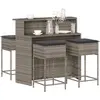 Image de Ensemble De Bar De Jardin 5 Pcs Avec Coussins Gris Poly Rotin Vidaxl