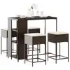 Image de Ensemble De Bar De Jardin Avec Coussins 5 Pcs Marron Poly Rotin Vidaxl