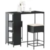 Image de vidaXL Ensemble de bar de jardin 3 pcs avec coussins noir poly rotin ensemble de bar ensemble de bar de patio ensemble de 3261492