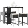 Image de Ensemble De Bar De Jardin 5 Pcs Avec Coussins Noir Poly Rotin Vidaxl