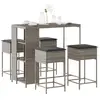Image de Ensemble De Bar De Jardin 5 Pcs Avec Coussins Gris Poly Rotin Vidaxl