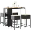 Image de Ensemble De Bar De Jardin 5 Pcs Avec Coussins Noir Poly Rotin Vidaxl