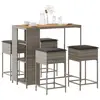 Image de Ensemble De Bar De Jardin 5 Pcs Avec Coussins Gris Poly Rotin Vidaxl