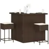 Image de Ensemble De Bar De Jardin 3 Pcs Et Coussins Brun Résine Tressée Vidaxl