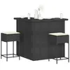 Image de Ensemble De Bar De Jardin 3 Pcs Avec Coussins Noir Poly Rotin Vidaxl