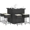 Image de Ensemble De Bar De Jardin 5 Pcs Avec Coussins Noir Poly Rotin Vidaxl