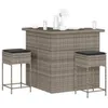 Image de vidaXL Ensemble de bar de jardin 3 pcs et coussins gris résine tressée ensemble de bar ensemble de bar de patio ensemble 3261504
