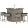 Image de Ensemble De Bar De Jardin 5 Pcs Avec Coussins Gris Poly Rotin Vidaxl